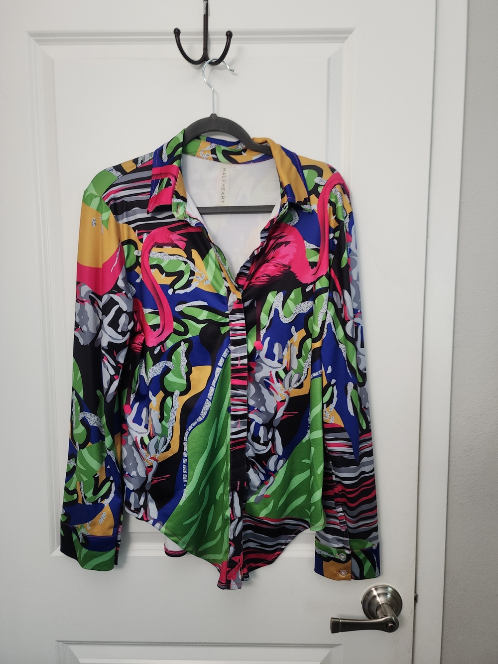 5/$30 Vibrant Multicolor Button-Up Shirt - Women Tops